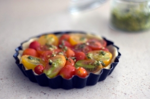 Recipe Crottin de Chavignol en tarte fine tomates-courgettes