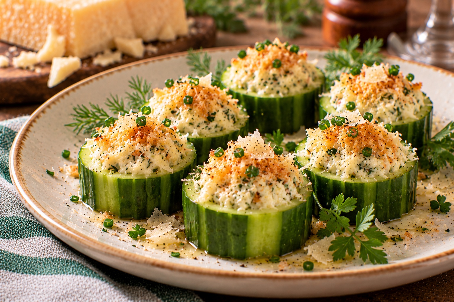 Concombres farcis au Parmesan Reggiano