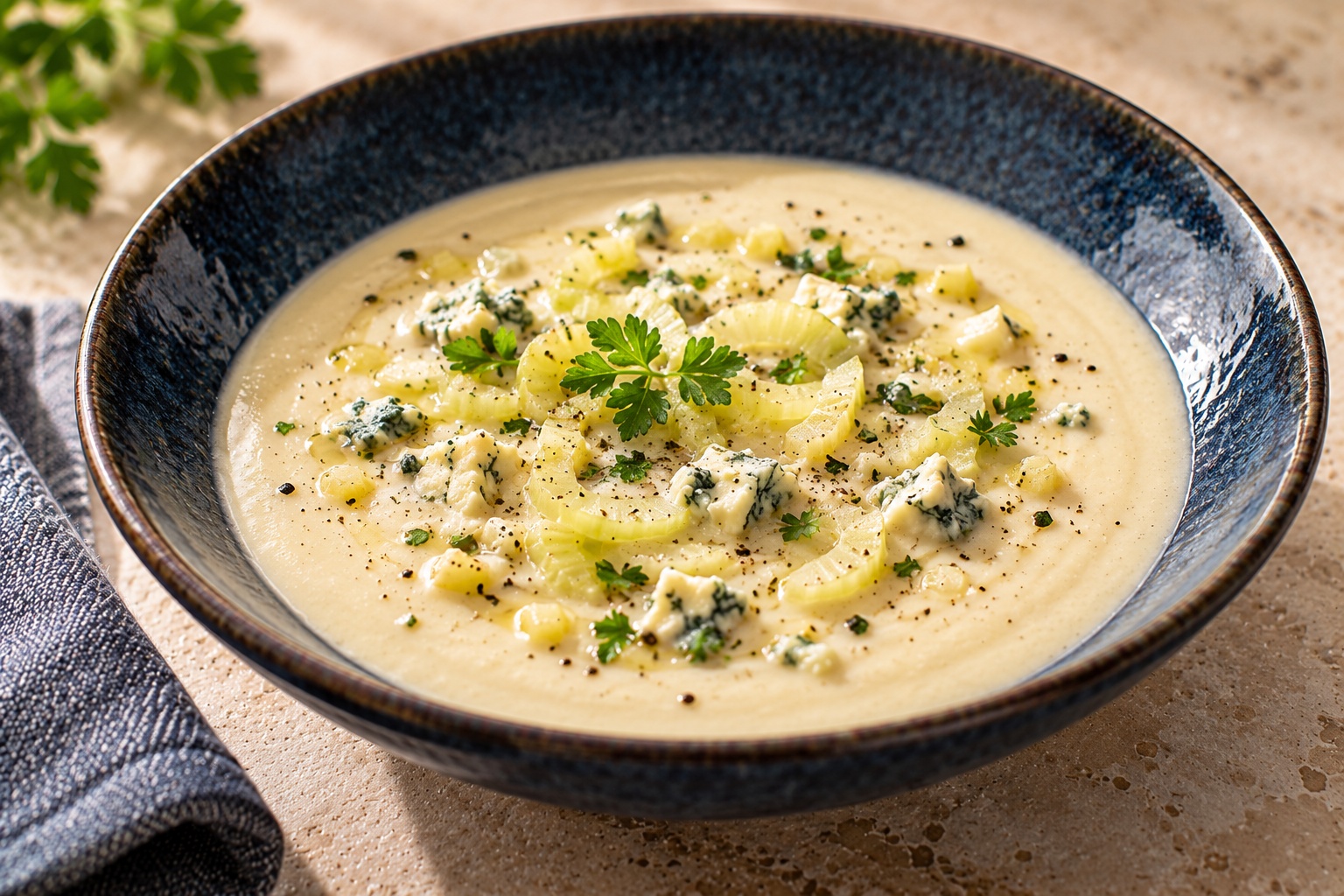 Crème de céleri à l&rsquo;Armoricaine – au Roquefort