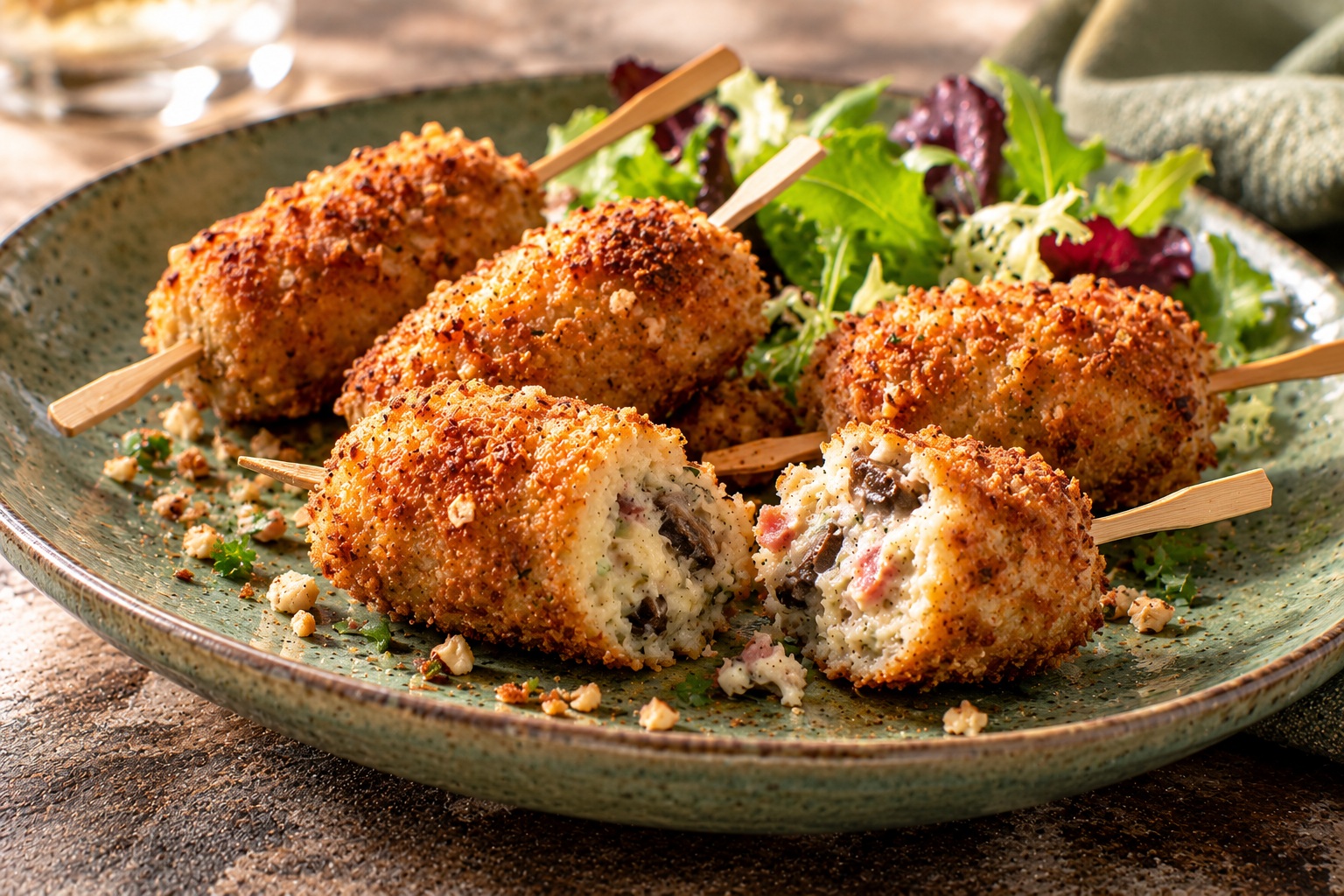 Fourme de Montbrison et escargots en brochettes
