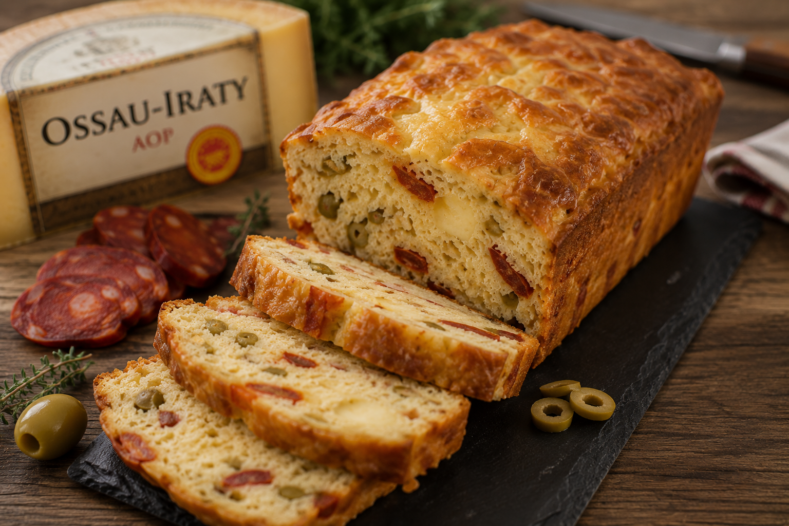 Ossau Iraty et chorizo en cake