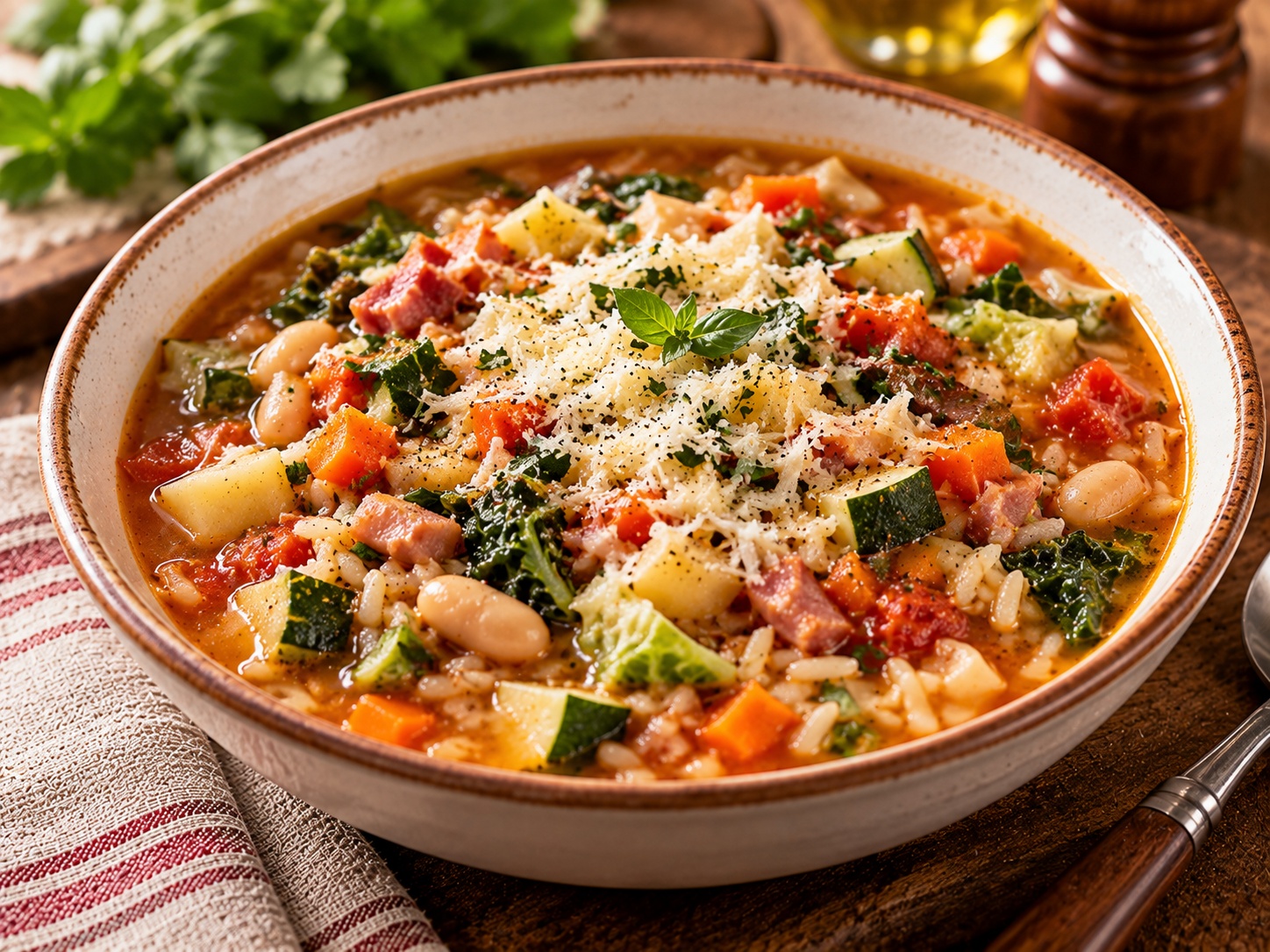Minestrone à la milanaise au Parmesan