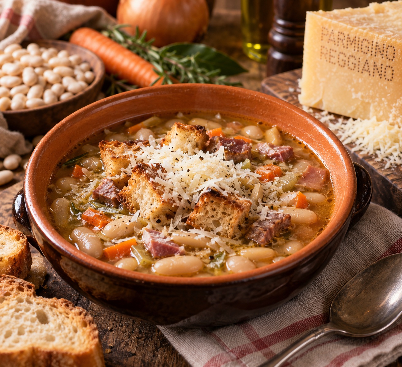 Soupe de haricots au Parmesan AOC