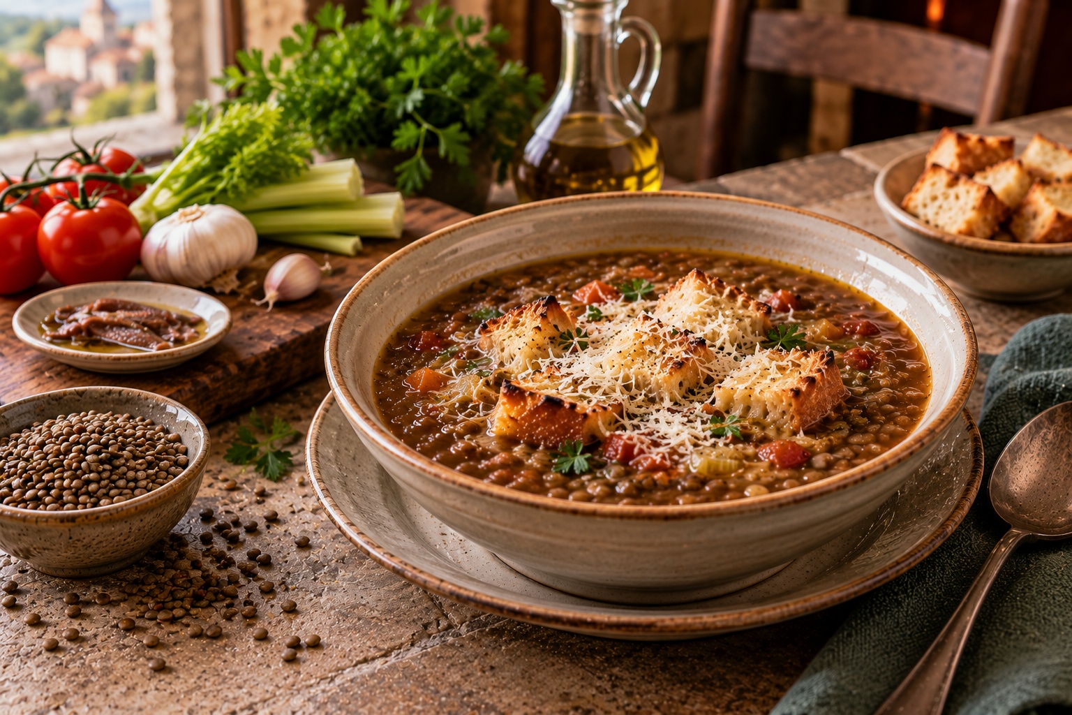 Soupe de lentilles et au Parmesan
