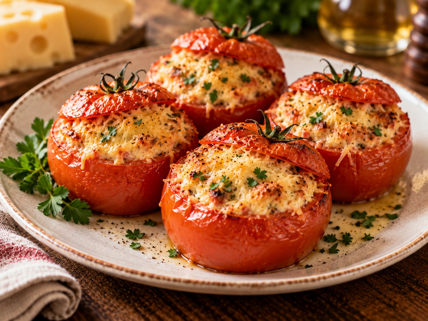 Tomates farcies au Gruyère râpé