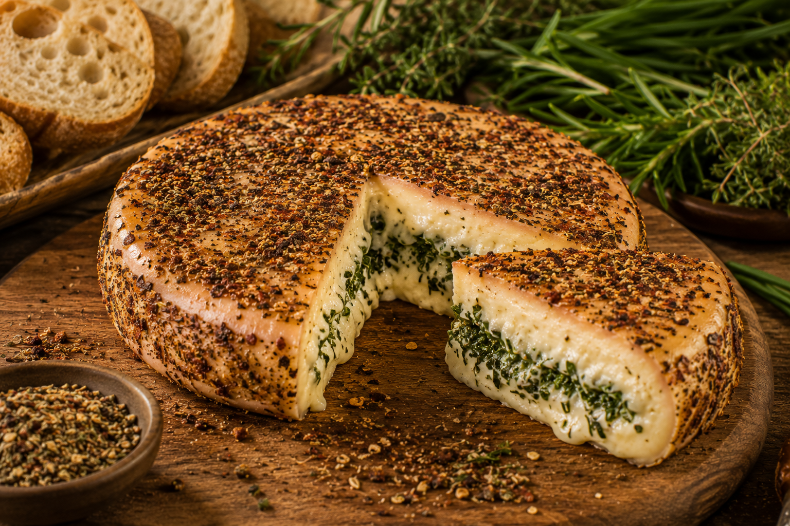 Reblochon farci aux herbes en croute d&rsquo;épices