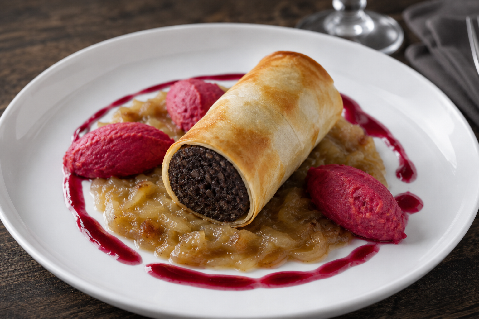 Saint Nectaire et boudin noir en rouleau